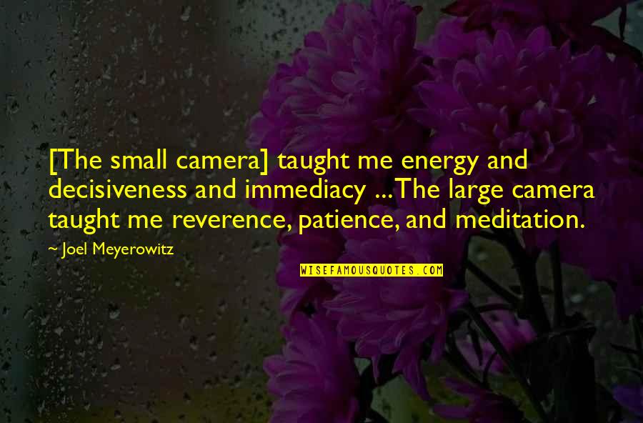 Hofreiter Cookware Quotes By Joel Meyerowitz: [The small camera] taught me energy and decisiveness