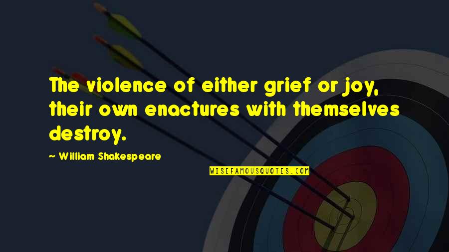 Hoiland America Quotes By William Shakespeare: The violence of either grief or joy, their