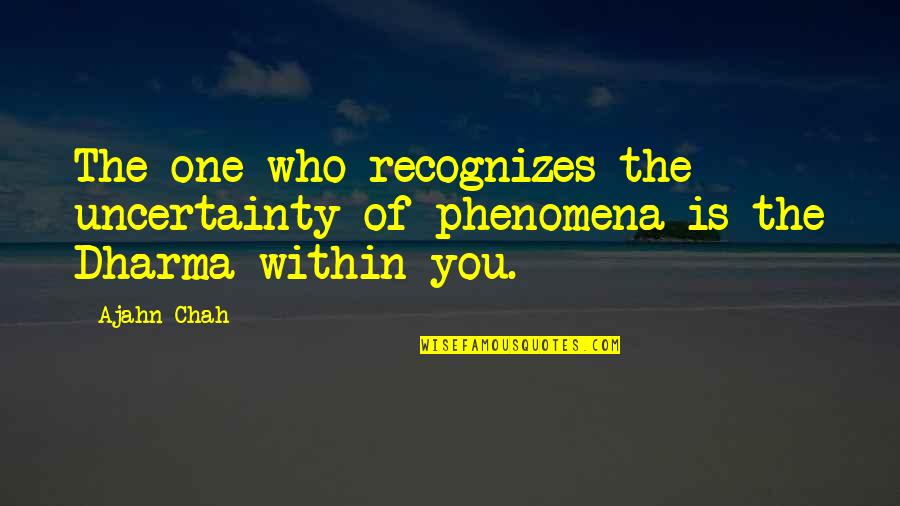Holbrooks Stanfield Quotes By Ajahn Chah: The one who recognizes the uncertainty of phenomena