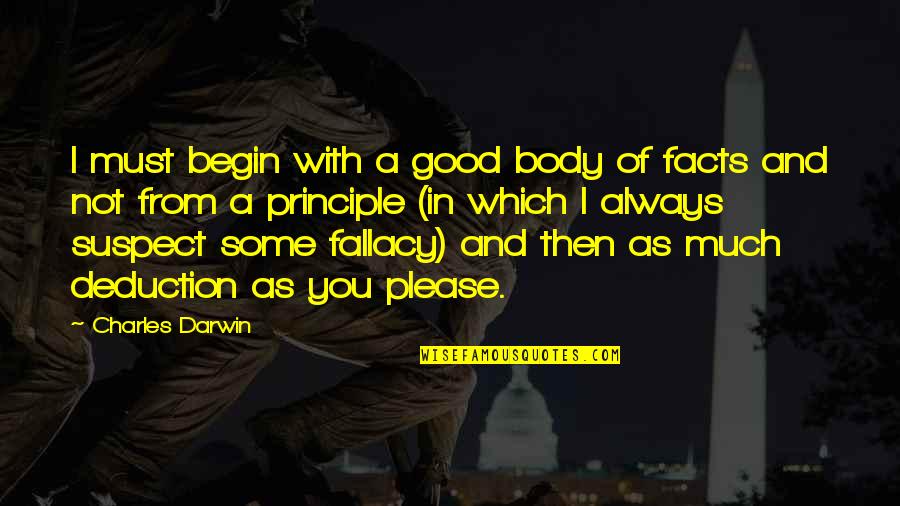 Hold Back Time Quotes By Charles Darwin: I must begin with a good body of