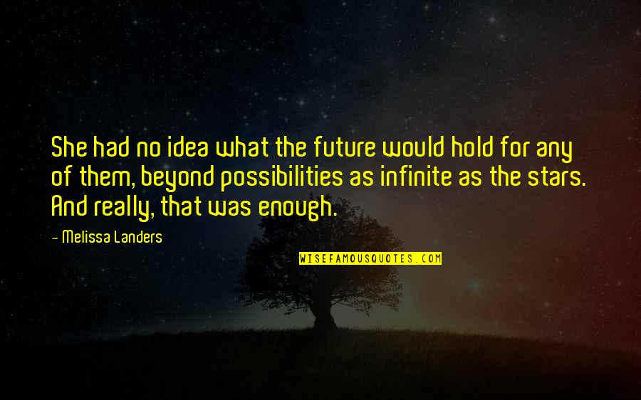 Hold Each Other Up Quotes By Melissa Landers: She had no idea what the future would