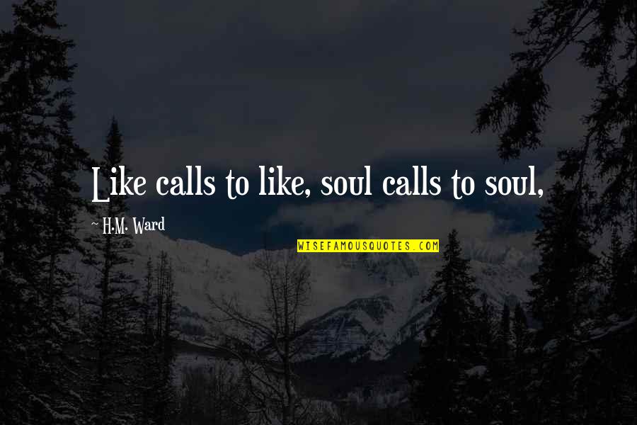 Hold On And Never Let Go Quotes By H.M. Ward: Like calls to like, soul calls to soul,