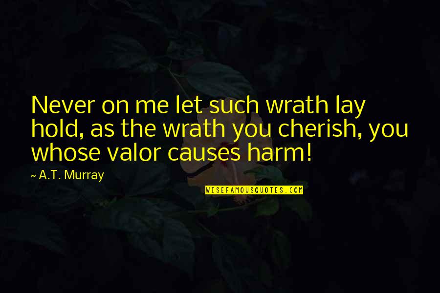 Hold On Me Quotes By A.T. Murray: Never on me let such wrath lay hold,