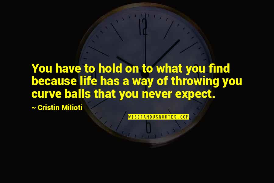 Hold On Quotes By Cristin Milioti: You have to hold on to what you