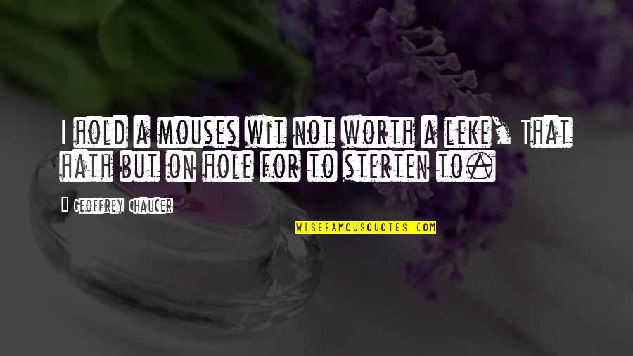 Hold On Quotes By Geoffrey Chaucer: I hold a mouses wit not worth a