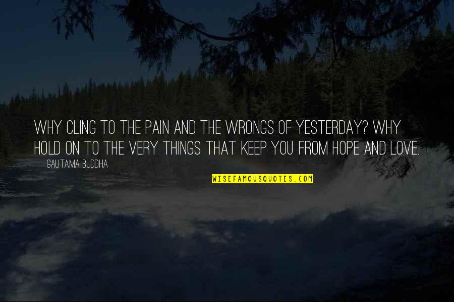 Hold On To Love Quotes By Gautama Buddha: Why cling to the pain and the wrongs Hold On To Love Quotes By Gautama Buddha: Why cling to the pain and the wrongs