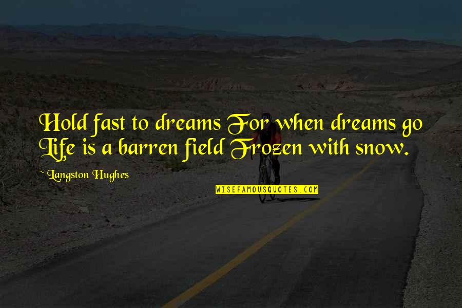 Hold Onto Your Dreams Quotes By Langston Hughes: Hold fast to dreams For when dreams go