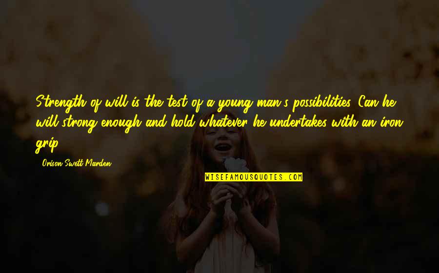 Hold Strong Quotes By Orison Swett Marden: Strength of will is the test of a Hold Strong Quotes By Orison Swett Marden: Strength of will is the test of a