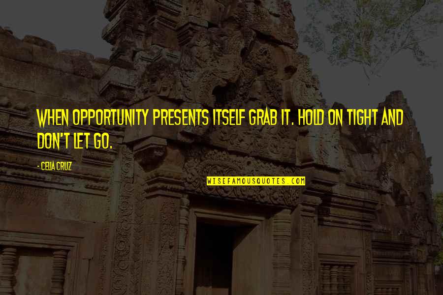 Hold Tight Quotes By Celia Cruz: When opportunity presents itself grab it. Hold on