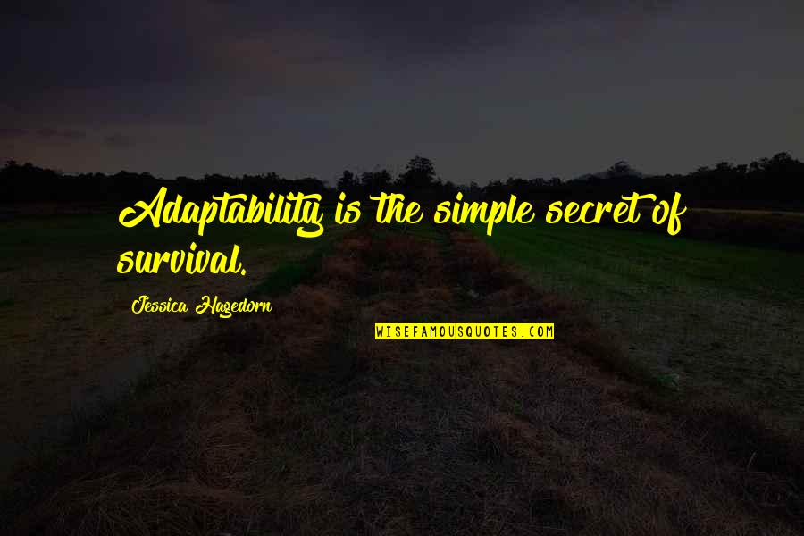 Holden Caulfield Isolation Quotes By Jessica Hagedorn: Adaptability is the simple secret of survival.