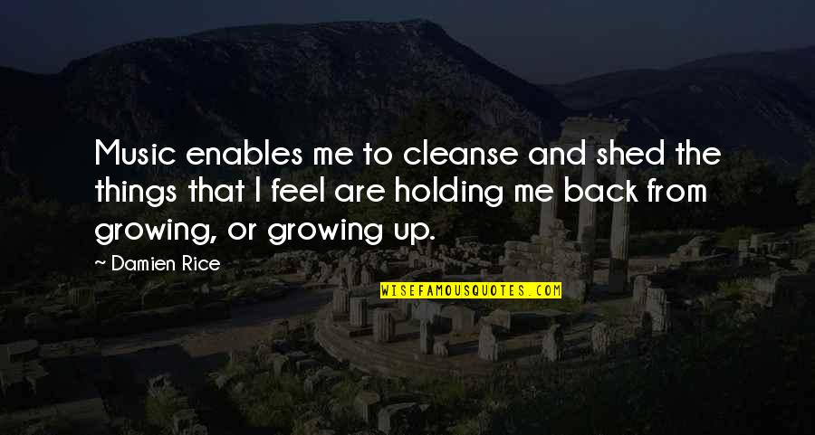 Holding Back Quotes By Damien Rice: Music enables me to cleanse and shed the
