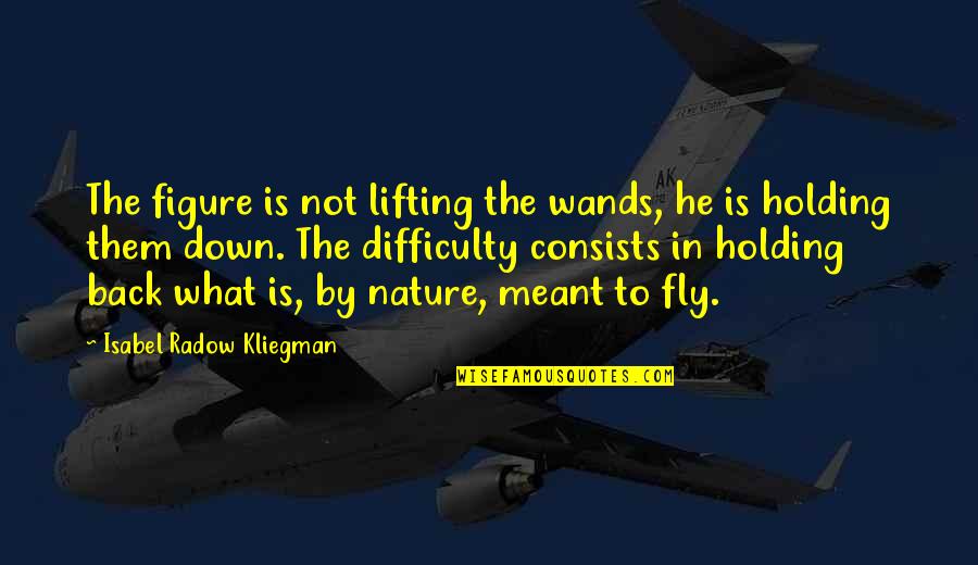 Holding Each Other Down Quotes By Isabel Radow Kliegman: The figure is not lifting the wands, he