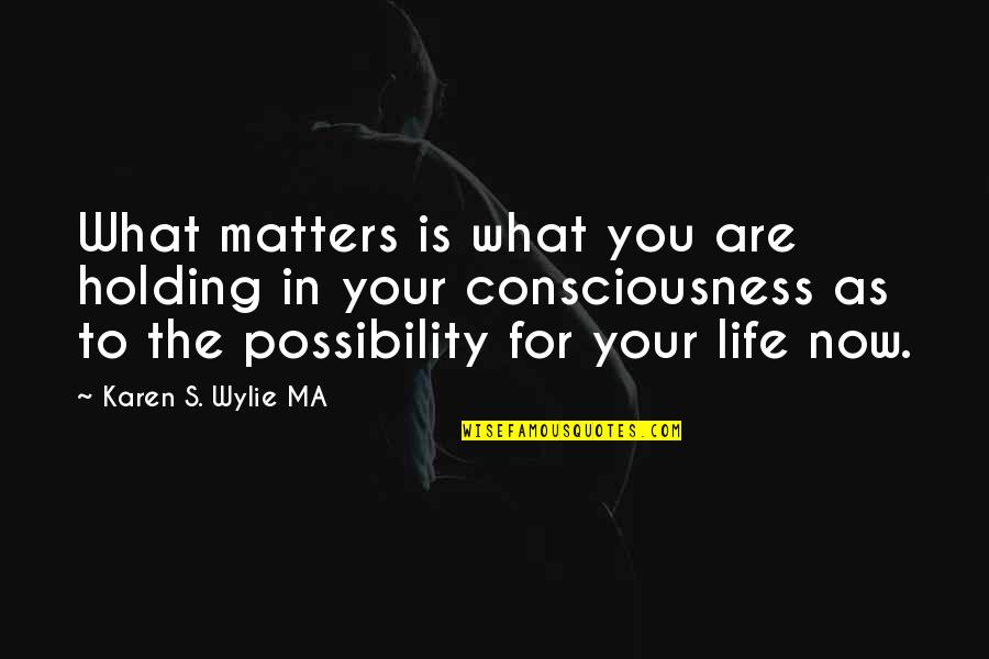 Holding On To Life Quotes By Karen S. Wylie MA: What matters is what you are holding in