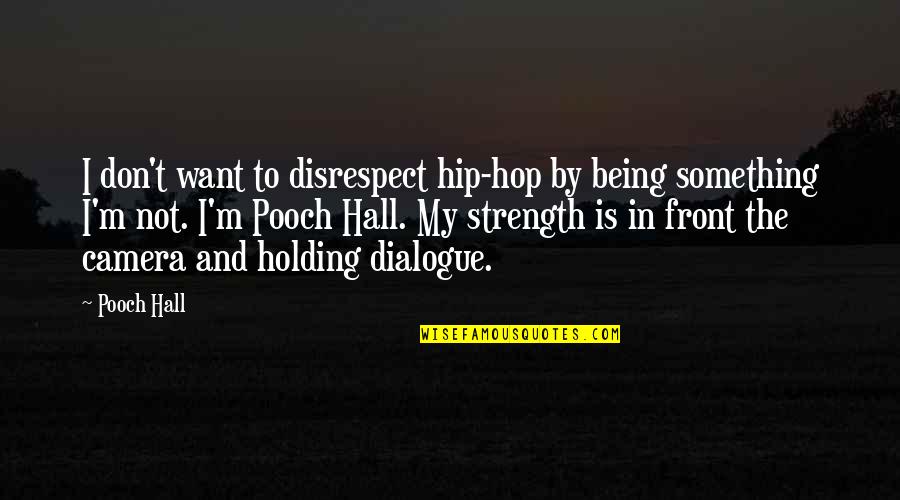 Holding Onto Something Quotes By Pooch Hall: I don't want to disrespect hip-hop by being Holding Onto Something Quotes By Pooch Hall: I don't want to disrespect hip-hop by being