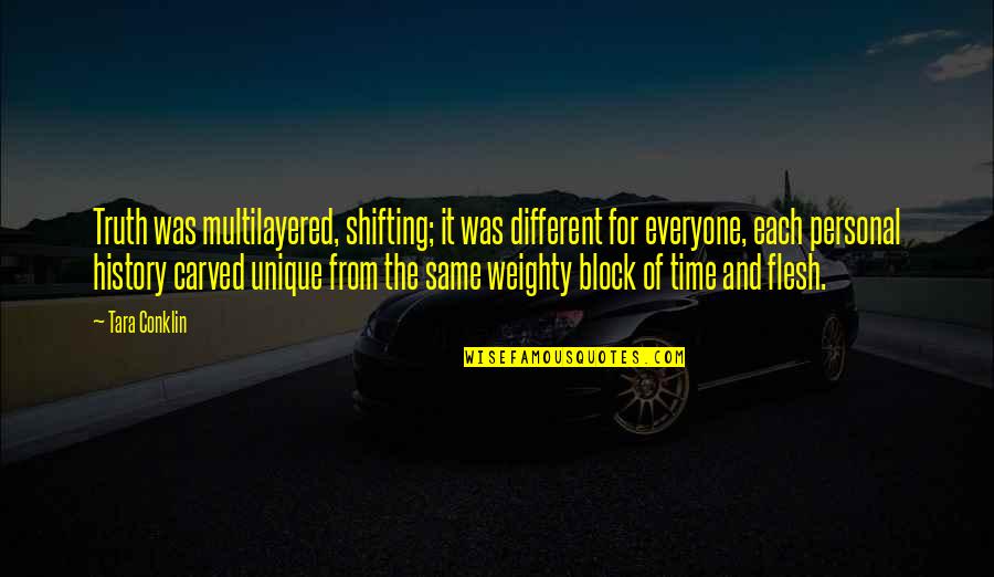 Holding Onto Things From The Past Quotes By Tara Conklin: Truth was multilayered, shifting; it was different for Holding Onto Things From The Past Quotes By Tara Conklin: Truth was multilayered, shifting; it was different for