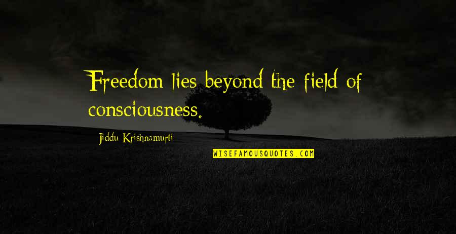 Holding Temper Quotes By Jiddu Krishnamurti: Freedom lies beyond the field of consciousness.