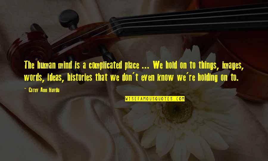 Holding Things In Quotes By Corey Ann Haydu: The human mind is a complicated place ...