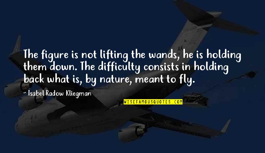 Holding You Down Quotes By Isabel Radow Kliegman: The figure is not lifting the wands, he