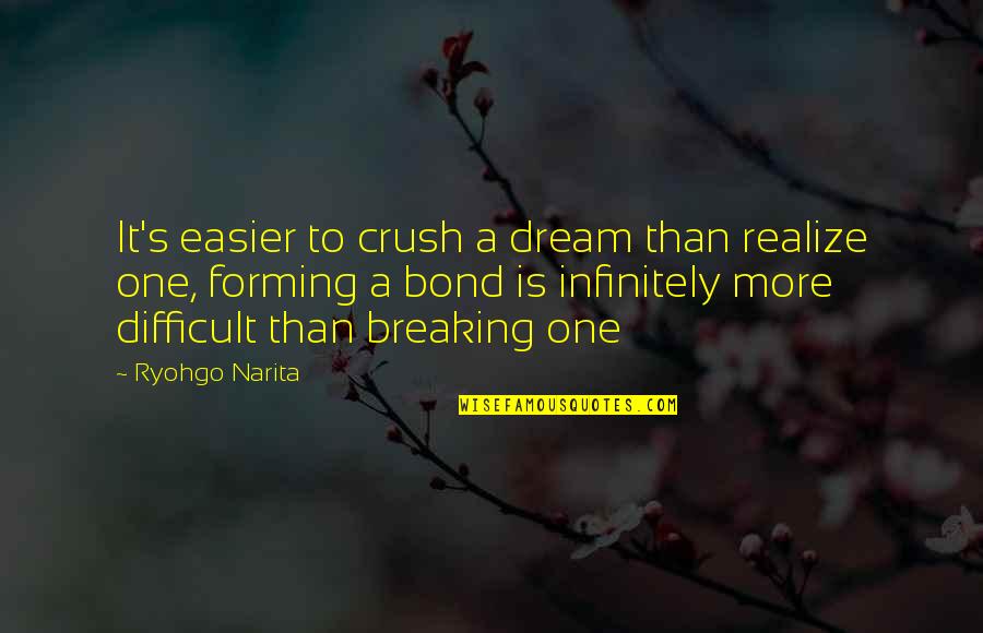 Holding Your Head Up Quotes By Ryohgo Narita: It's easier to crush a dream than realize Holding Your Head Up Quotes By Ryohgo Narita: It's easier to crush a dream than realize