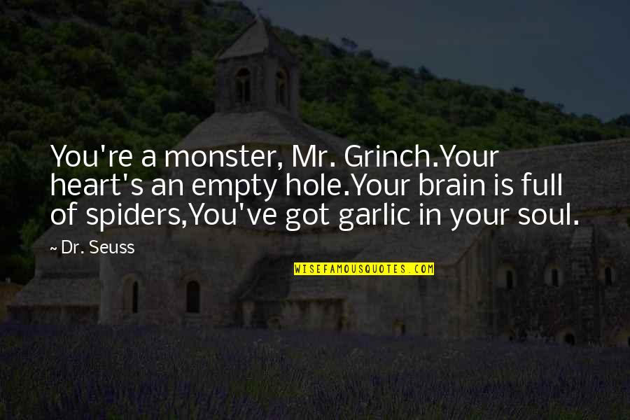 Hole In Your Heart Quotes By Dr. Seuss: You're a monster, Mr. Grinch.Your heart's an empty Hole In Your Heart Quotes By Dr. Seuss: You're a monster, Mr. Grinch.Your heart's an empty