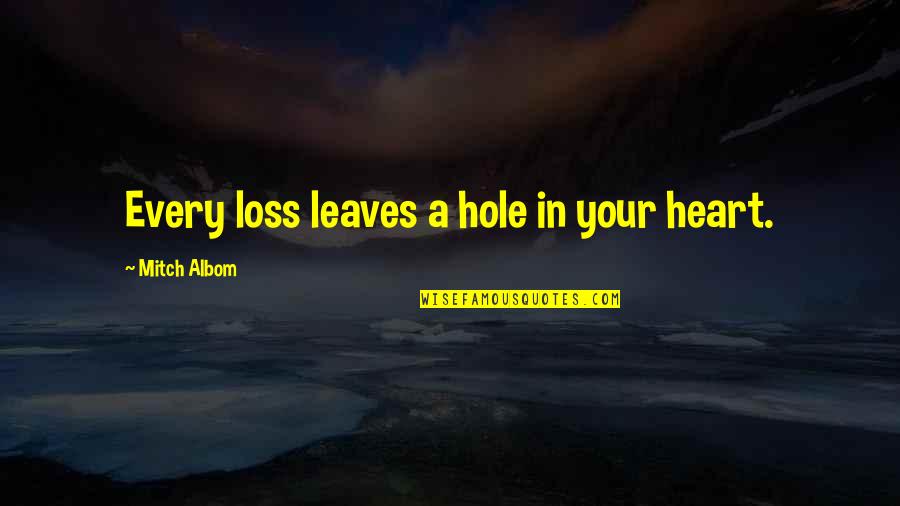 Hole In Your Heart Quotes By Mitch Albom: Every loss leaves a hole in your heart. Hole In Your Heart Quotes By Mitch Albom: Every loss leaves a hole in your heart.
