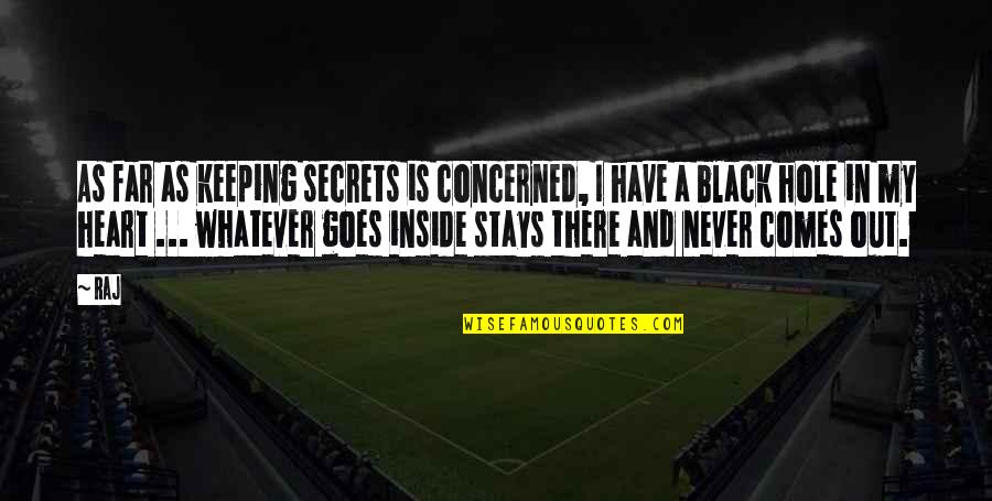 Hole In Your Heart Quotes By Raj: As far as keeping secrets is concerned, I Hole In Your Heart Quotes By Raj: As far as keeping secrets is concerned, I