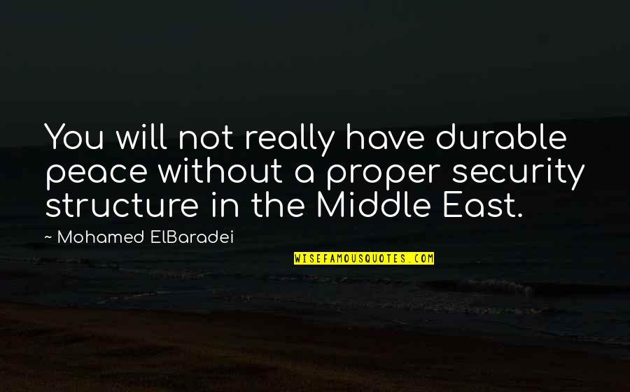 Holiday With Best Friend Quotes By Mohamed ElBaradei: You will not really have durable peace without
