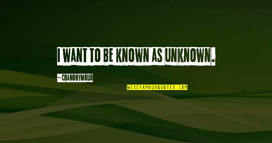 Holists Quotes By CQAnonymoud: I want to be known as unknown.