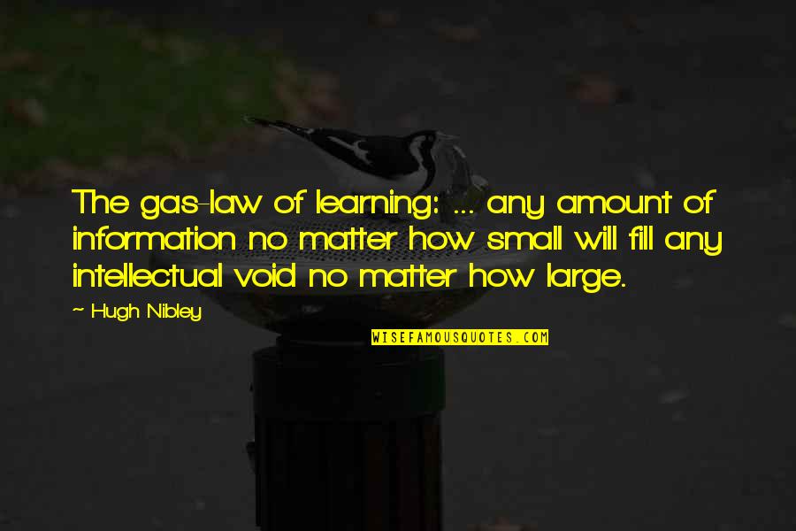 Hollering Woman Quotes By Hugh Nibley: The gas-law of learning: ... any amount of