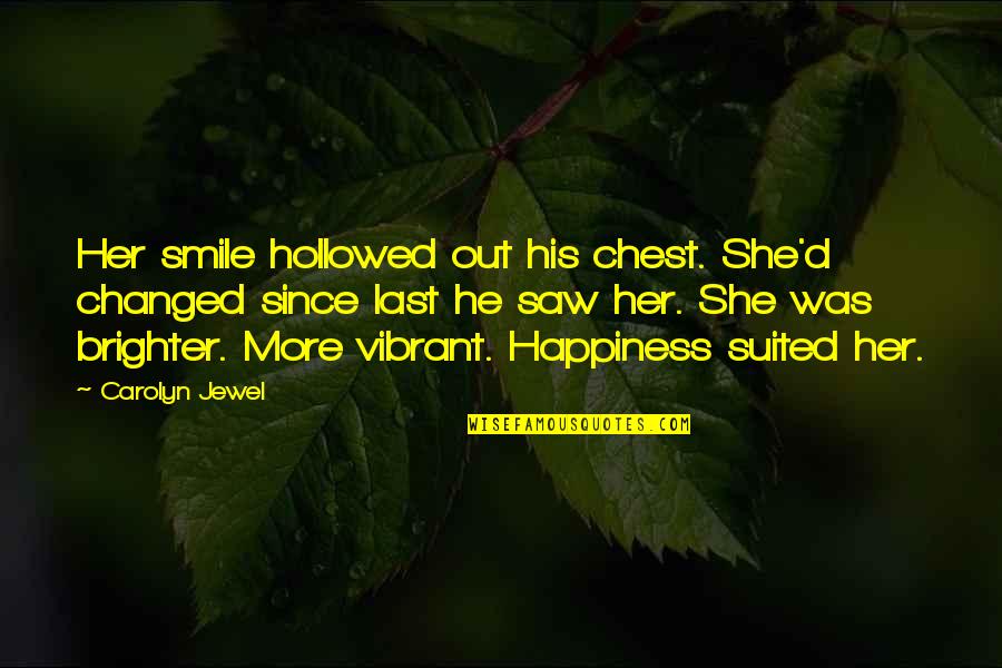 Hollowed Quotes By Carolyn Jewel: Her smile hollowed out his chest. She'd changed