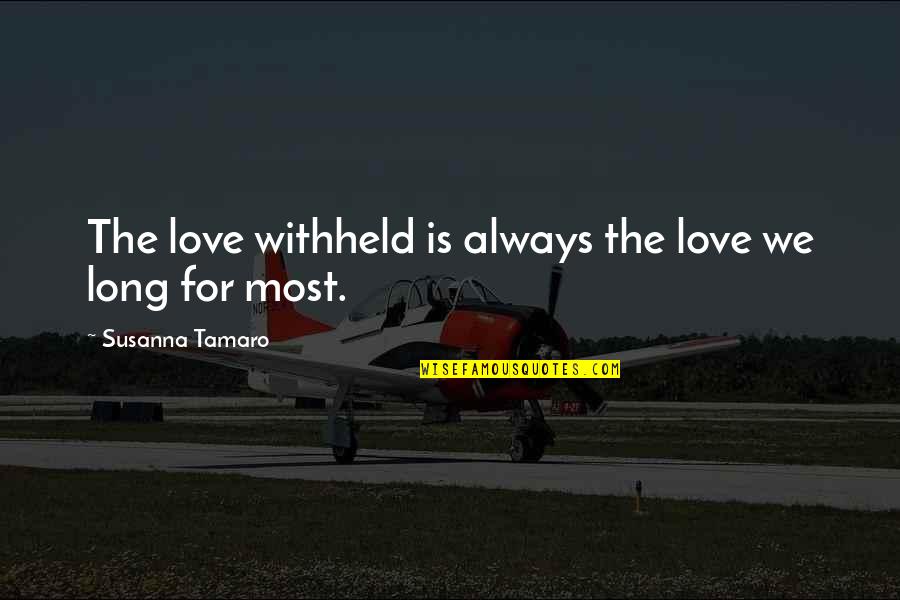 Holly Butcher Quotes By Susanna Tamaro: The love withheld is always the love we Holly Butcher Quotes By Susanna Tamaro: The love withheld is always the love we