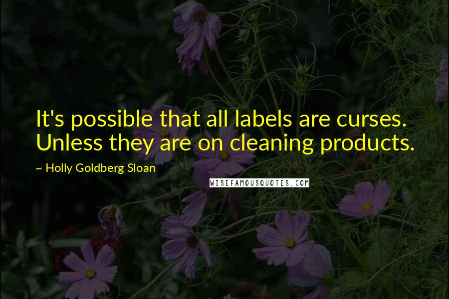 Holly Goldberg Sloan quotes: It's possible that all labels are curses. Unless they are on cleaning products.