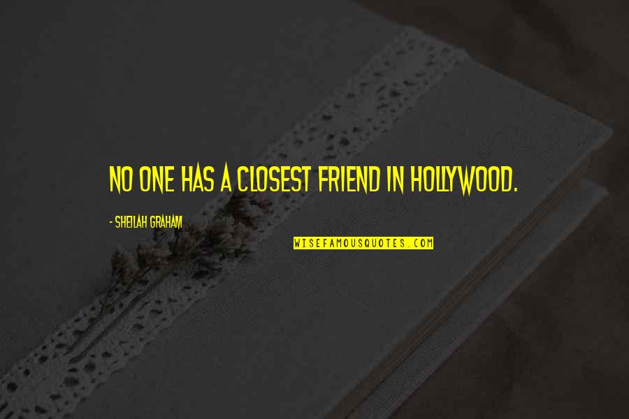 Hollywood Quotes By Sheilah Graham: No one has a closest friend in Hollywood.