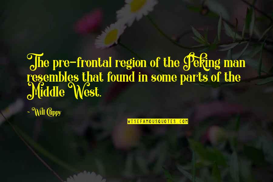 Holterhoff Garden Quotes By Will Cuppy: The pre-frontal region of the Peking man resembles