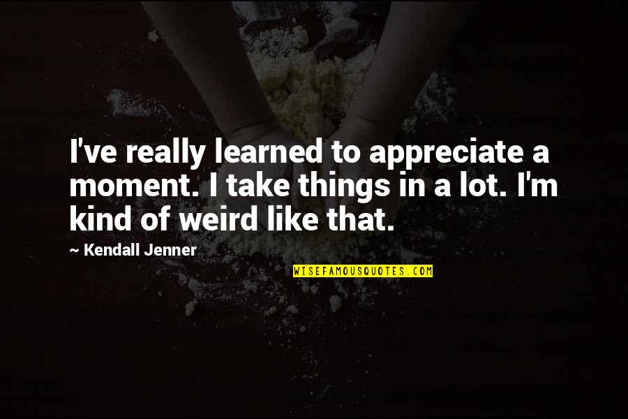 Holy Cow Batman Quotes By Kendall Jenner: I've really learned to appreciate a moment. I