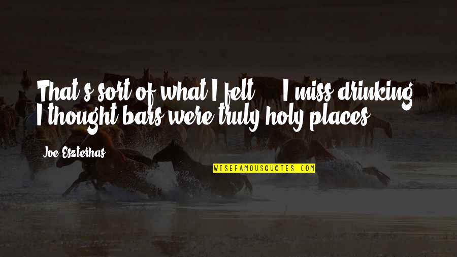 Holy Places Quotes By Joe Eszterhas: That's sort of what I felt ... I