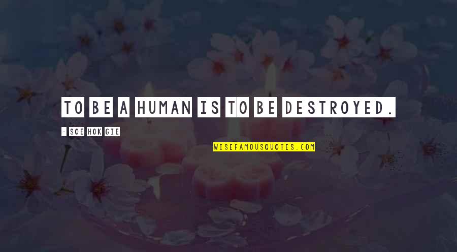 Hombres Infieles Quotes By Soe Hok Gie: To be a human is to be destroyed.