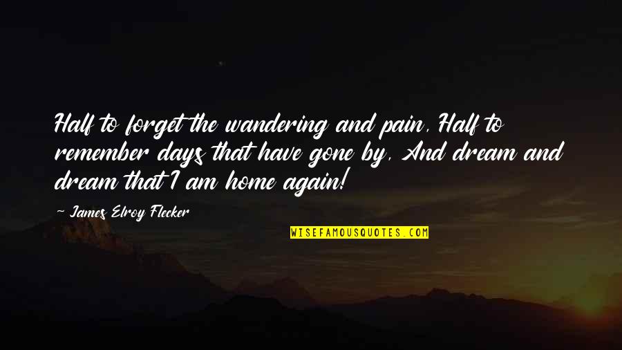 Home Again Quotes By James Elroy Flecker: Half to forget the wandering and pain, Half