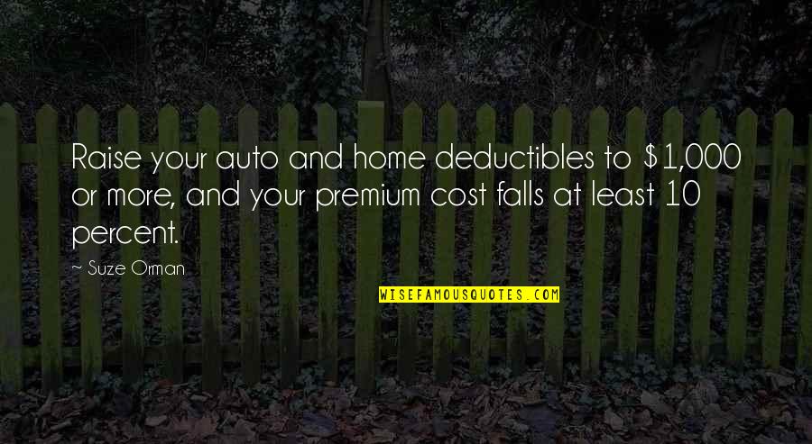Home And Auto Quotes By Suze Orman: Raise your auto and home deductibles to $1,000