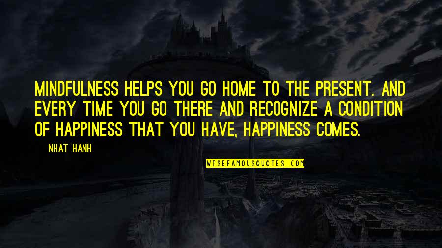 Home And Happiness Quotes By Nhat Hanh: Mindfulness helps you go home to the present.