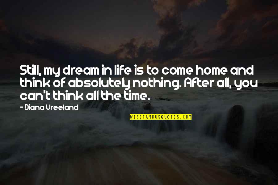 Home And Life Quotes By Diana Vreeland: Still, my dream in life is to come