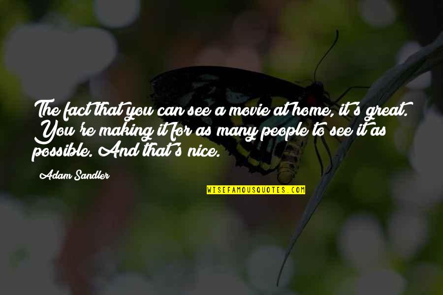 Home And Quotes By Adam Sandler: The fact that you can see a movie