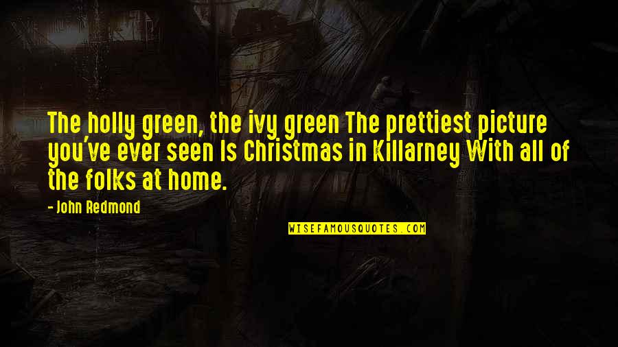 Home Christmas Quotes By John Redmond: The holly green, the ivy green The prettiest