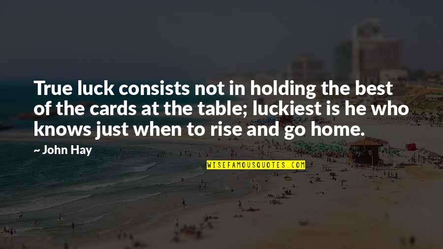 Home Is Best Quotes By John Hay: True luck consists not in holding the best