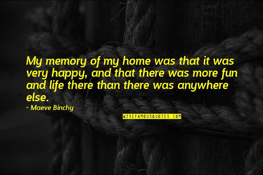 Home Is Fun Quotes By Maeve Binchy: My memory of my home was that it Home Is Fun Quotes By Maeve Binchy: My memory of my home was that it