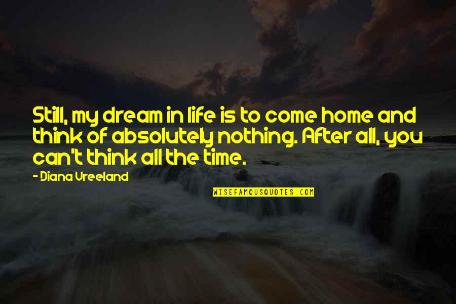 Home Is You Quotes By Diana Vreeland: Still, my dream in life is to come