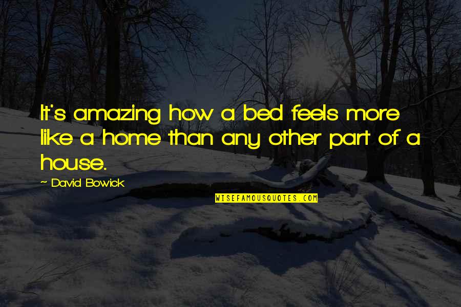 Home Not House Quotes By David Bowick: It's amazing how a bed feels more like