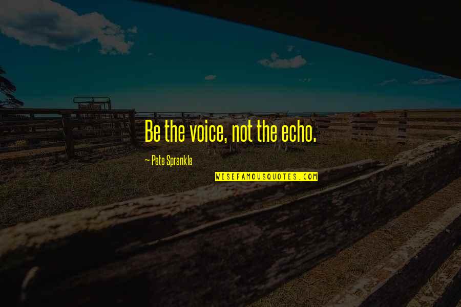 Home Relationship Quotes By Pete Sprankle: Be the voice, not the echo. Home Relationship Quotes By Pete Sprankle: Be the voice, not the echo.