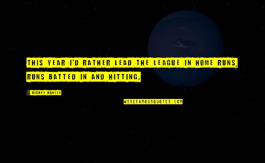 Home Runs Quotes By Mickey Mantle: This year I'd rather lead the league in