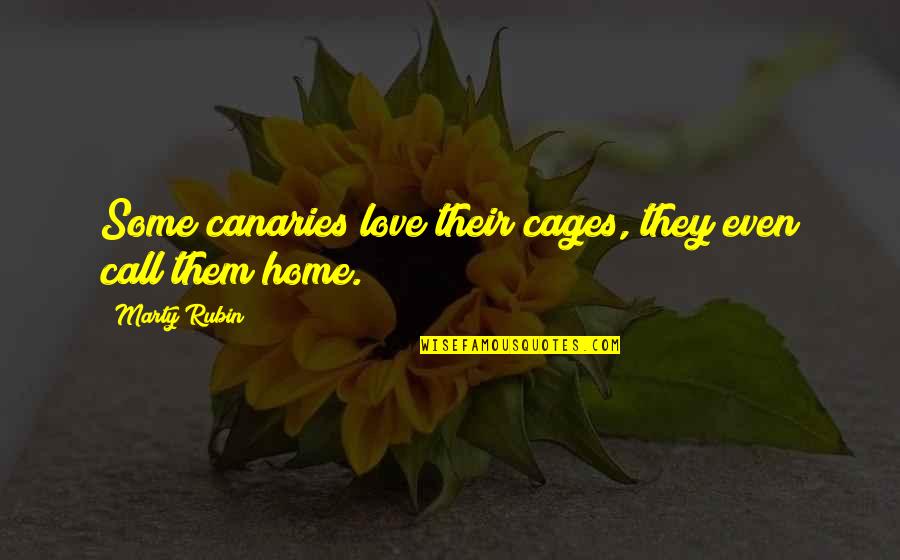 Home Security Quotes By Marty Rubin: Some canaries love their cages, they even call
